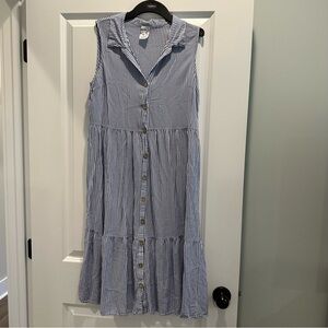 NAIF Navy Striped Button Down Dress
